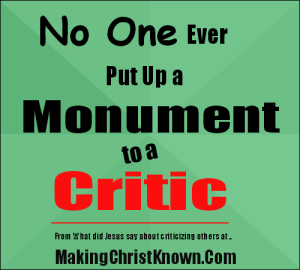What did Jesus say about Criticizing others