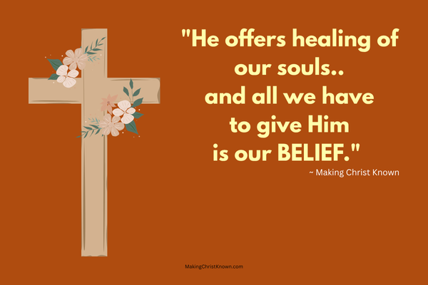 Faith in Jesus Heals the Soul: A Road to Spiritual Renewal - Christian meme to share with others.